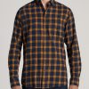 Men American Tall Button Shirts | Men'S Tall Nelson Button-Up Shirt In Squash & Navy Plaid