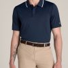 Men American Tall Polos | A.T. Performance Tipped Golf Polo For Tall Men In Bright Navy