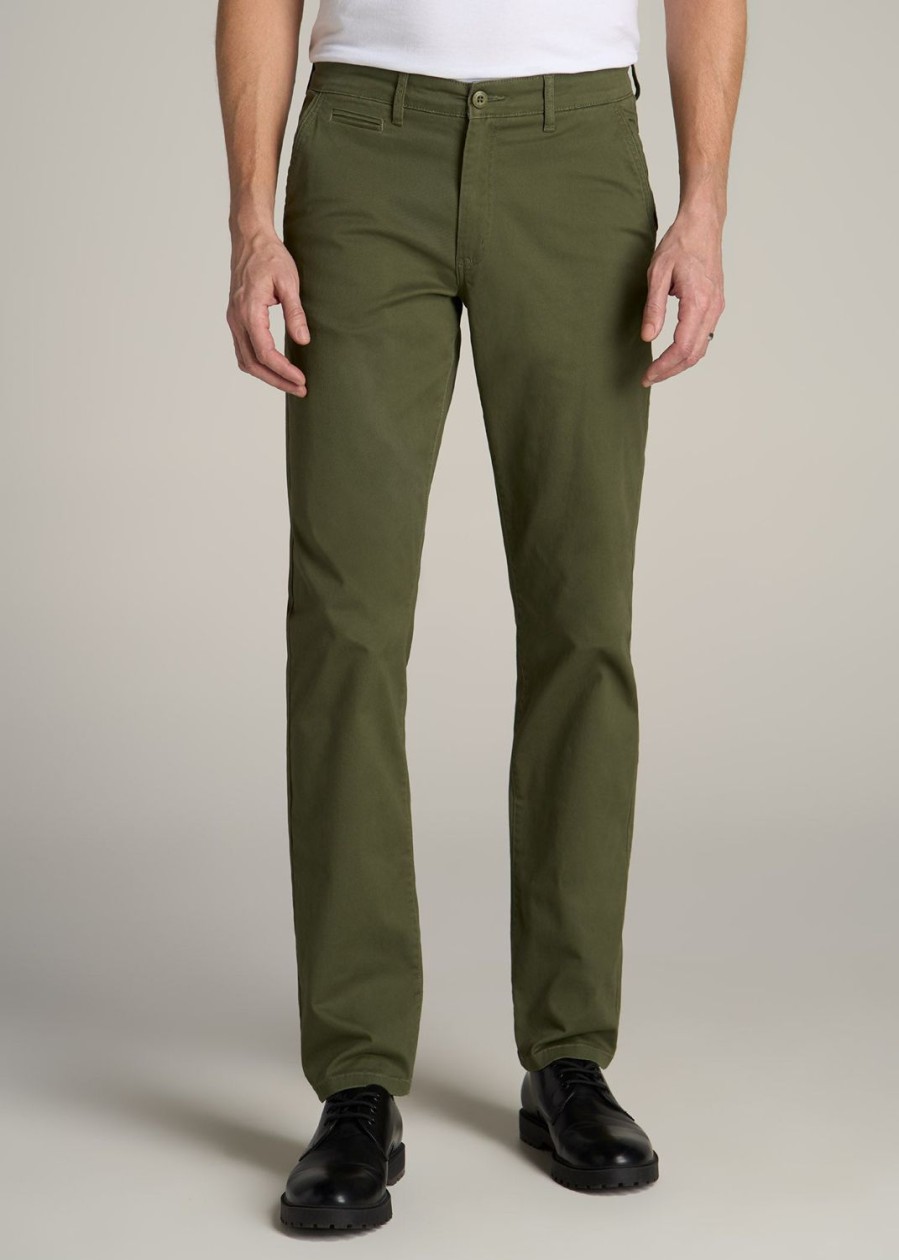 Men American Tall Pants + Chinos | Carman Tapered Chinos In Pants For Tall Men Bright Olive