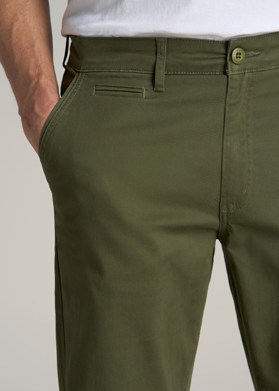 Men American Tall Pants + Chinos | Carman Tapered Chinos In Pants For Tall Men Bright Olive