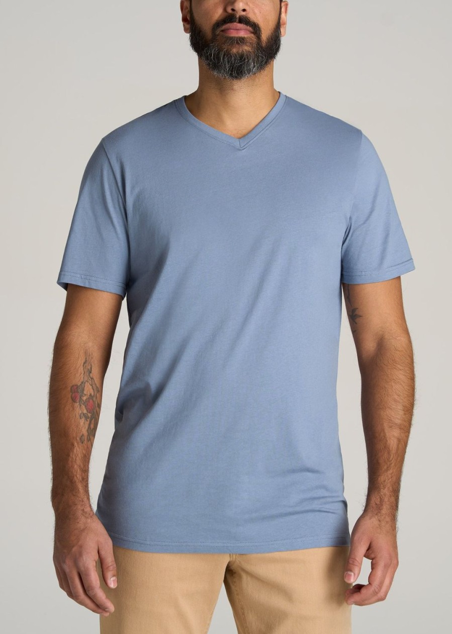 Men American Tall Tees + Tanks | The Everyday Regular-Fit V-Neck Tall Men'S T-Shirt In Blue Chambray