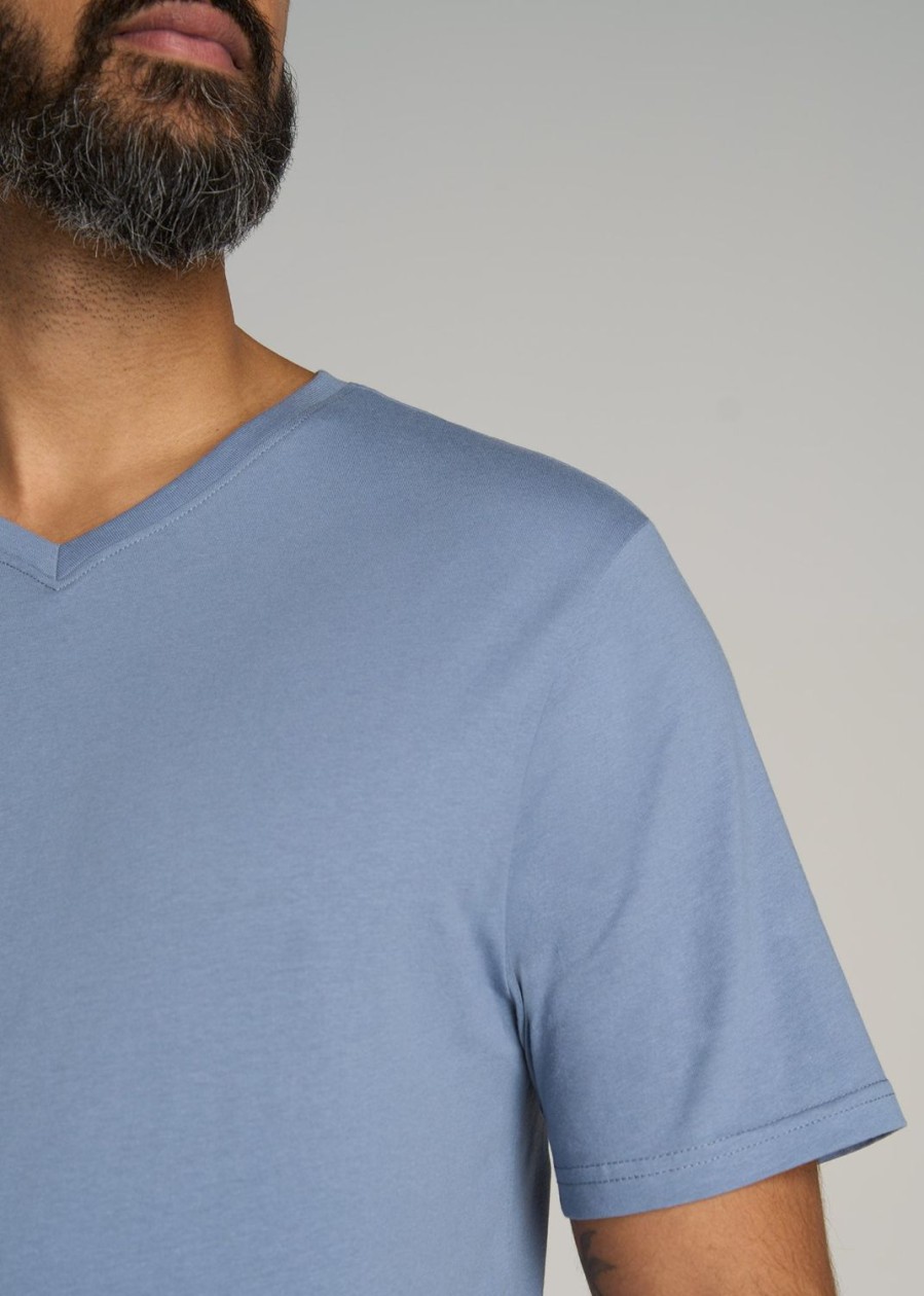 Men American Tall Tees + Tanks | The Everyday Regular-Fit V-Neck Tall Men'S T-Shirt In Blue Chambray