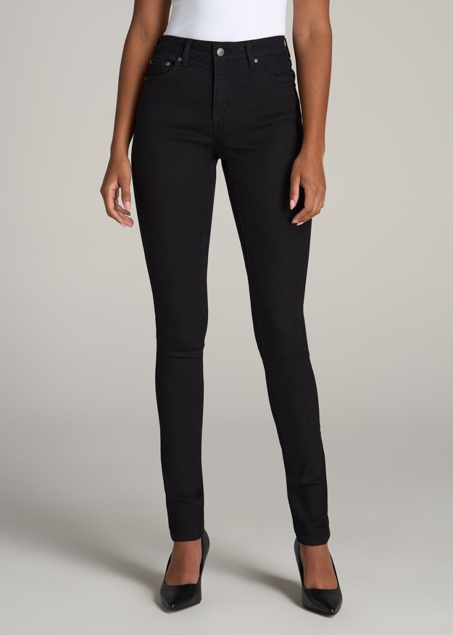 Women American Tall Jeans + Denim | Sarah Mid Rise Skinny Tall Women'S Jean In Black