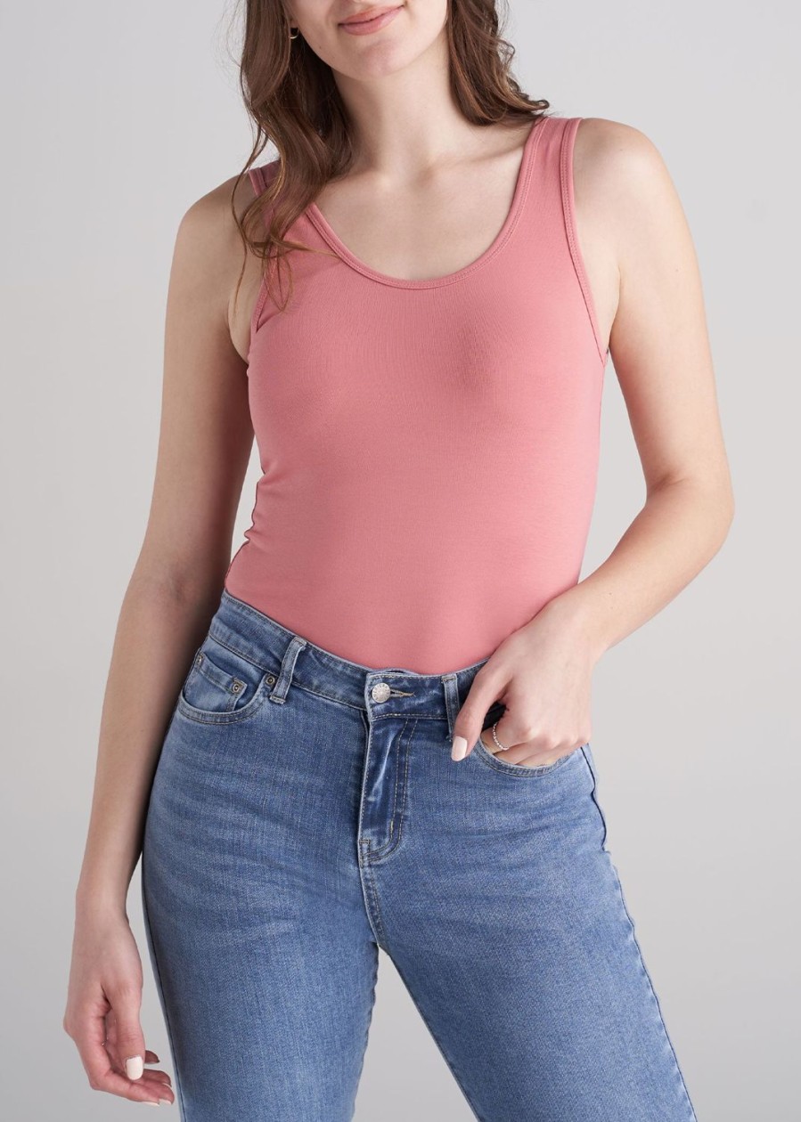 Women American Tall Tees, Tanks + Bodysuits | Jersey Tank In Women'S Tall Tank Tops Coral Rose