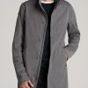 Men American Tall Jackets + Coats | Zip Trench Coat For Tall Men In Slate Grey