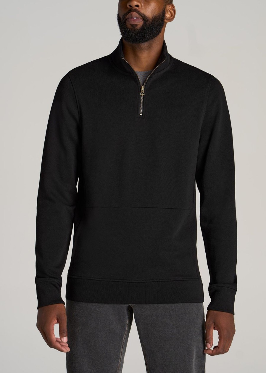 Men American Tall Hoodies + Sweatshirts | Lj&S Heavyweight Quarter-Zip Men'S Tall Pullover In Vintage Black