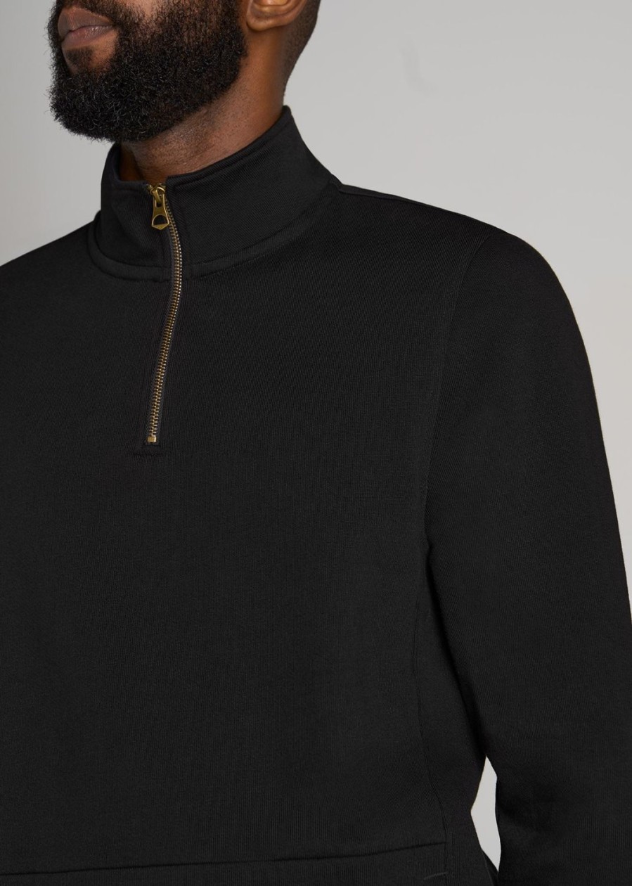 Men American Tall Hoodies + Sweatshirts | Lj&S Heavyweight Quarter-Zip Men'S Tall Pullover In Vintage Black