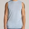 Men American Tall Tees + Tanks | A.T. Performance Modern-Fit Jersey Tank For Tall Men In Light Blue Mix