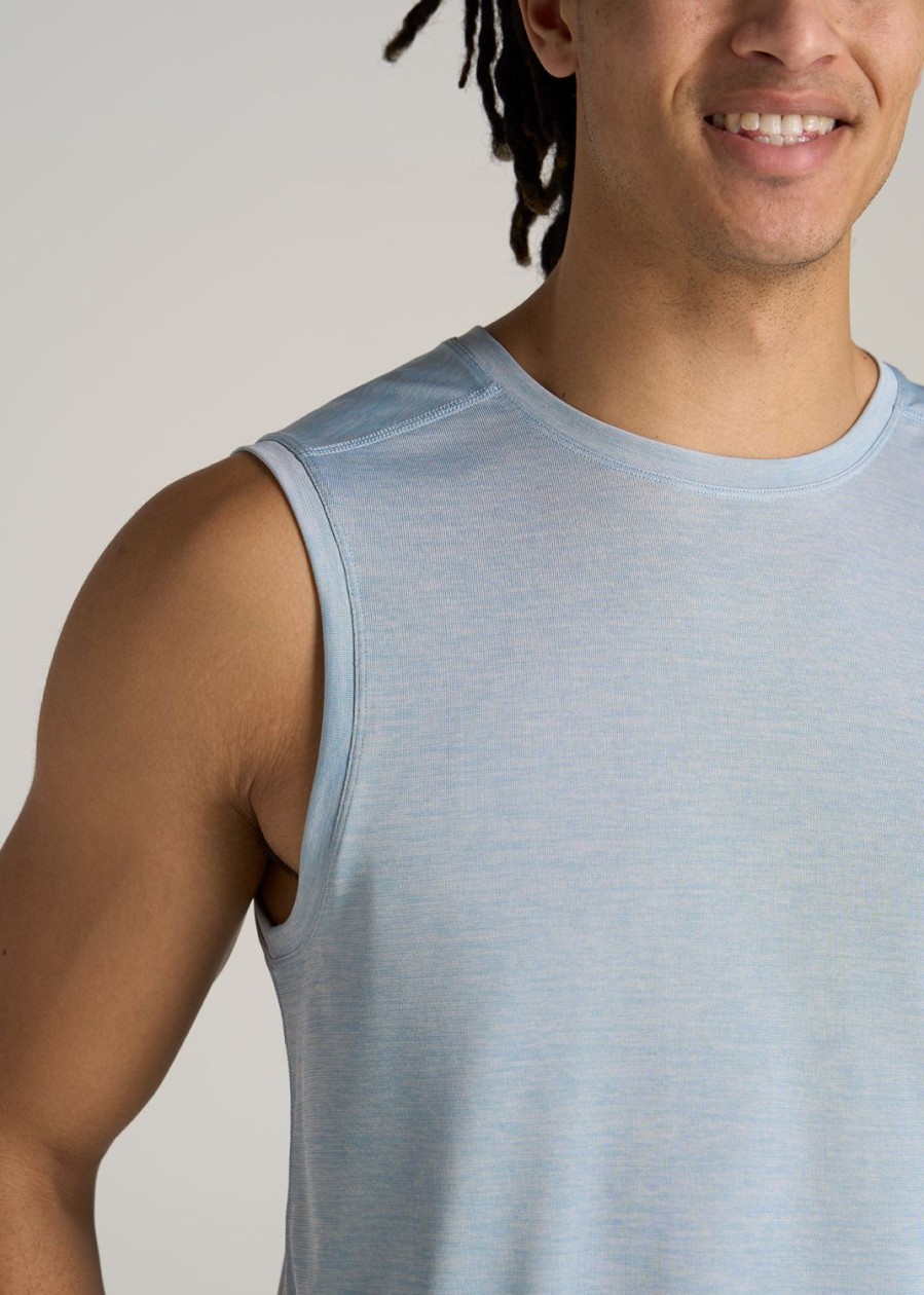 Men American Tall Tees + Tanks | A.T. Performance Modern-Fit Jersey Tank For Tall Men In Light Blue Mix