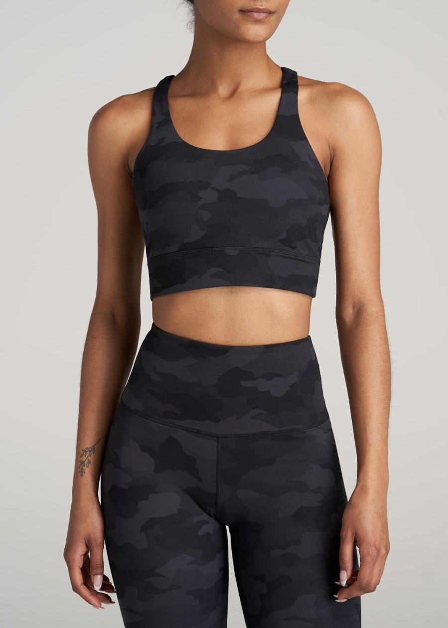 Women American Tall Sports Bras | Women'S Balance Crisscross Tall Sports Bra In Grey Camo