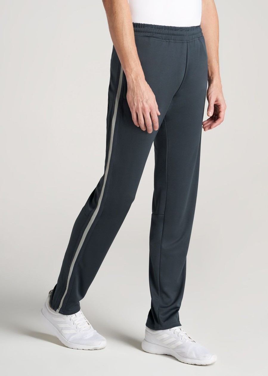 Men American Tall Athletic Pants | Athletic Stripe Pants For Tall Men In Storm Grey Stripe Storm Grey / Light Grey Stripe