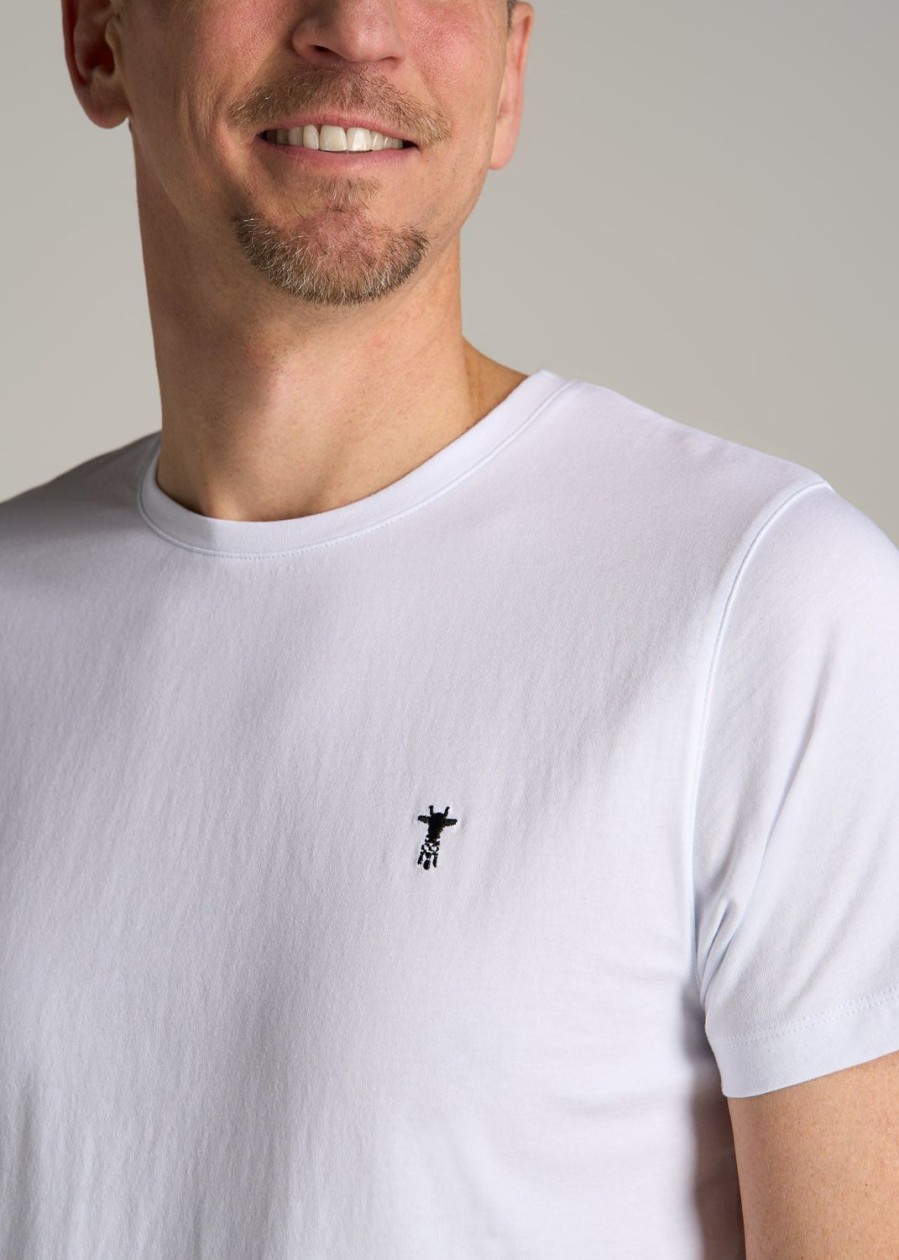 Men American Tall Tees + Tanks | Modern-Fit Embroidered Logo Crewneck T-Shirt For Tall Men In White