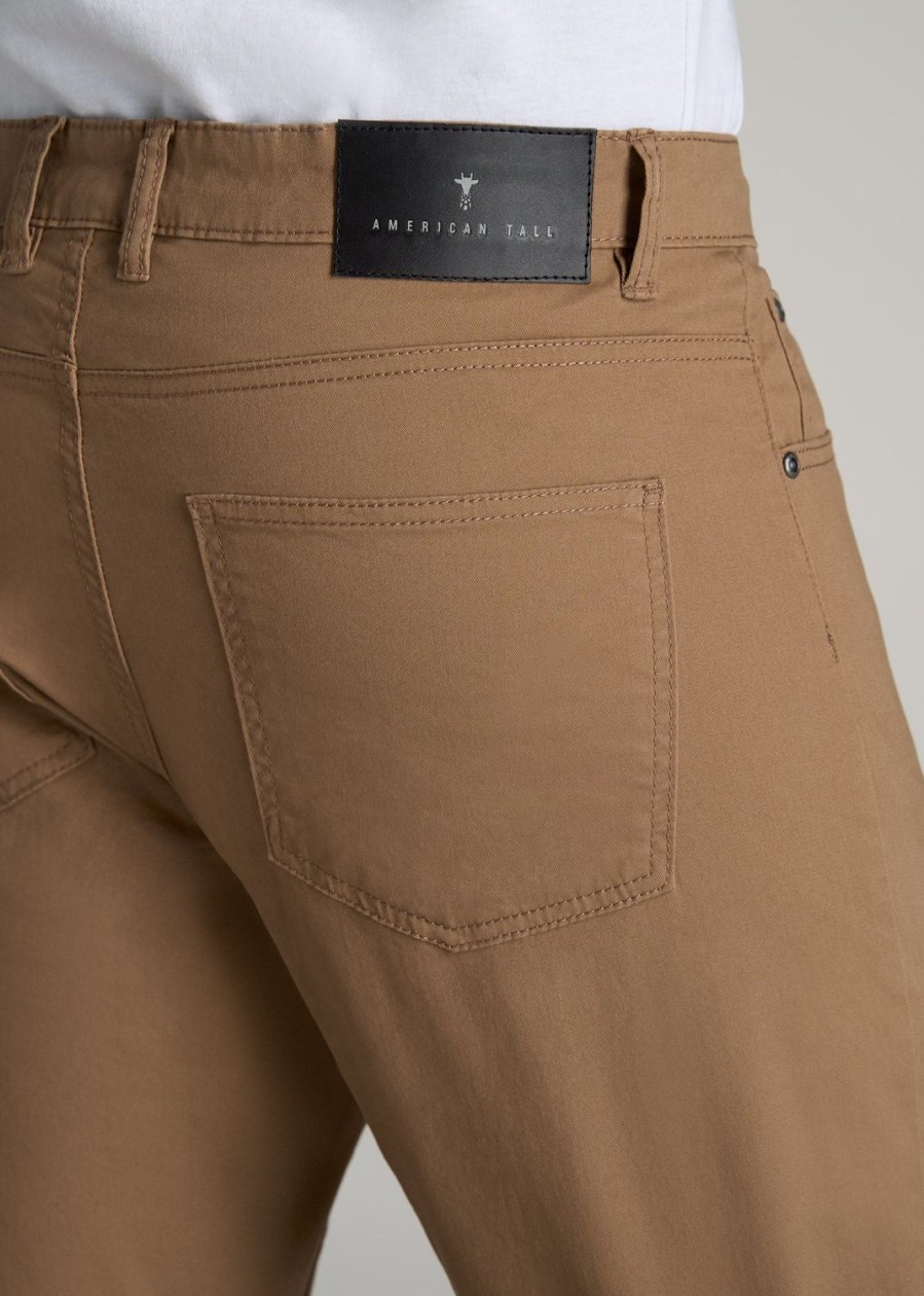 Men American Tall Pants + Chinos | Carman Tapered Fit Five Pocket Pants For Tall Men In Russet Brown