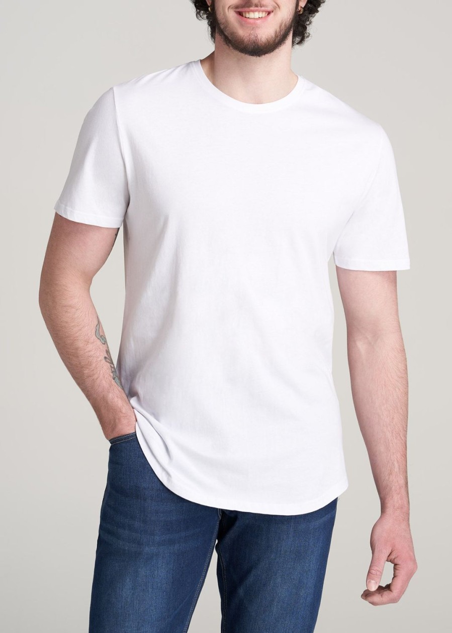 Men American Tall Tees + Tanks | Everyday Scoop Bottom Regular Fit T-Shirt For Tall Men In White