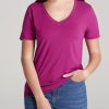 Women American Tall Tees, Tanks + Bodysuits | Women'S Tall Scoop V-Neck Tee In Pink Orchid