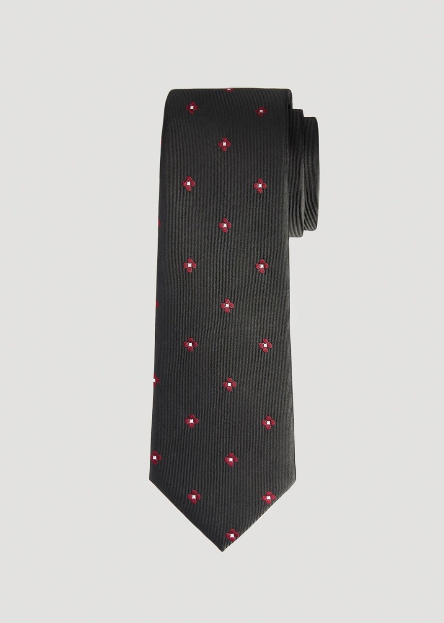 Men American Tall Blazers + Suit Separates | Dress Ties For Tall Men In Burgundy Floral Dobby