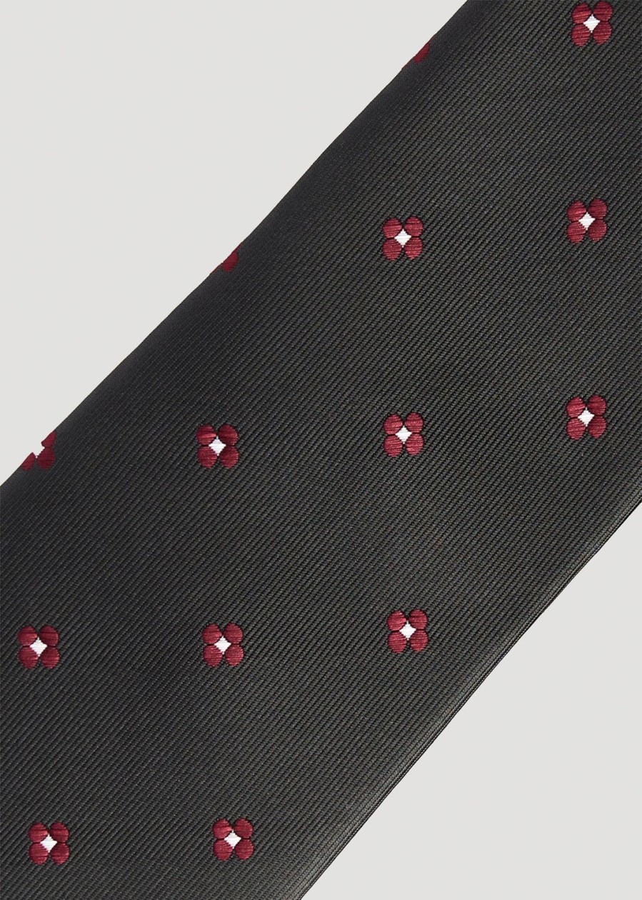 Men American Tall Blazers + Suit Separates | Dress Ties For Tall Men In Burgundy Floral Dobby