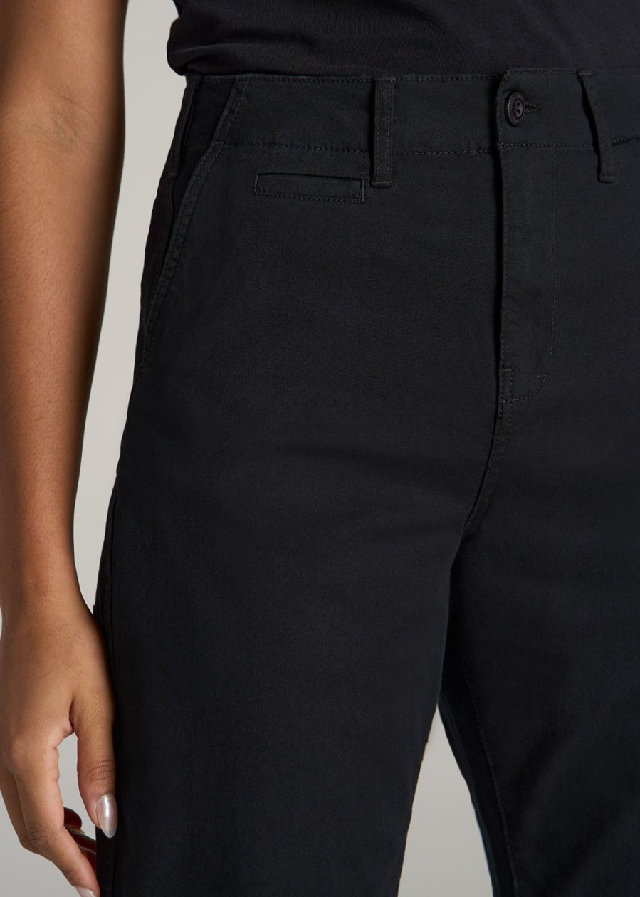 Women American Tall Pants + Trousers | High Rise Tapered Chino Pants For Tall Women In Washed Black