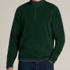 Men American Tall Hoodies + Sweatshirts | Half Zip Polar Men'S Tall Fleece Pullover In Deep Forest Green