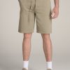 Men American Tall Shorts | Wearever Garment-Dyed French Terry Sweat Shorts For Tall Men In Khaki