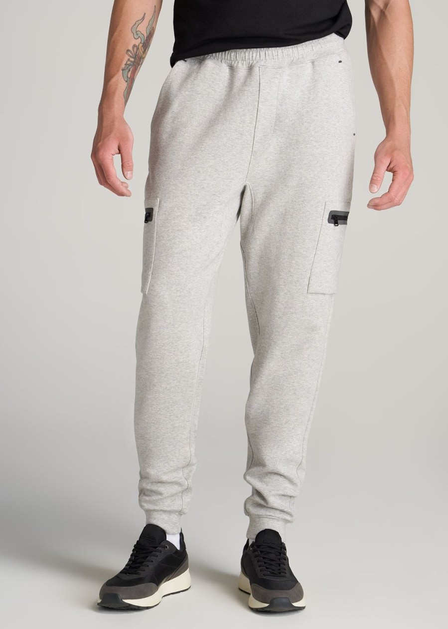 Men American Tall Athletic Pants | Utility Cargo Joggers For Tall Men In Grey Mix