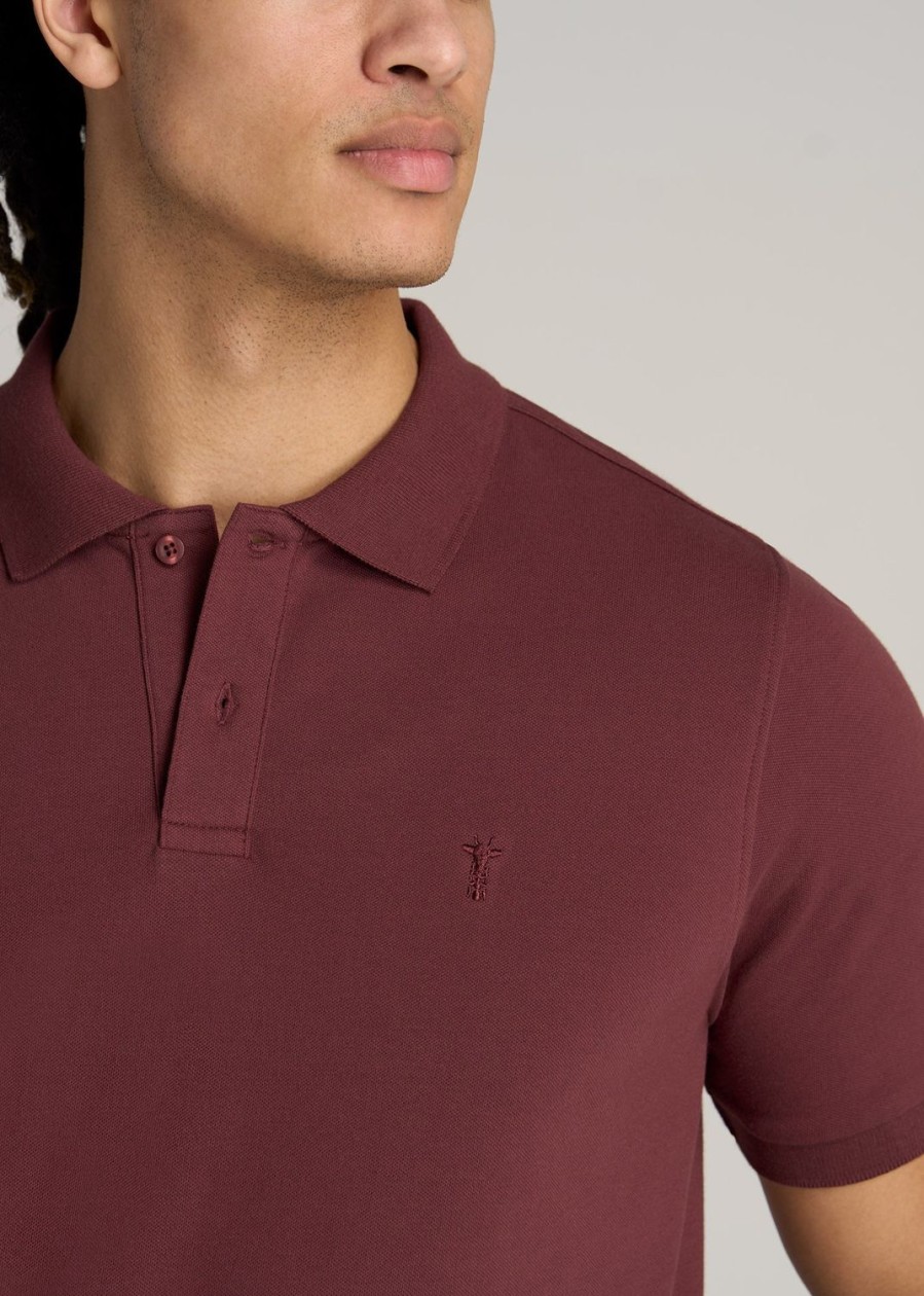 Men American Tall Polos | Men'S Tall Classic Polo With Embroidered Logo In Cherry Brown