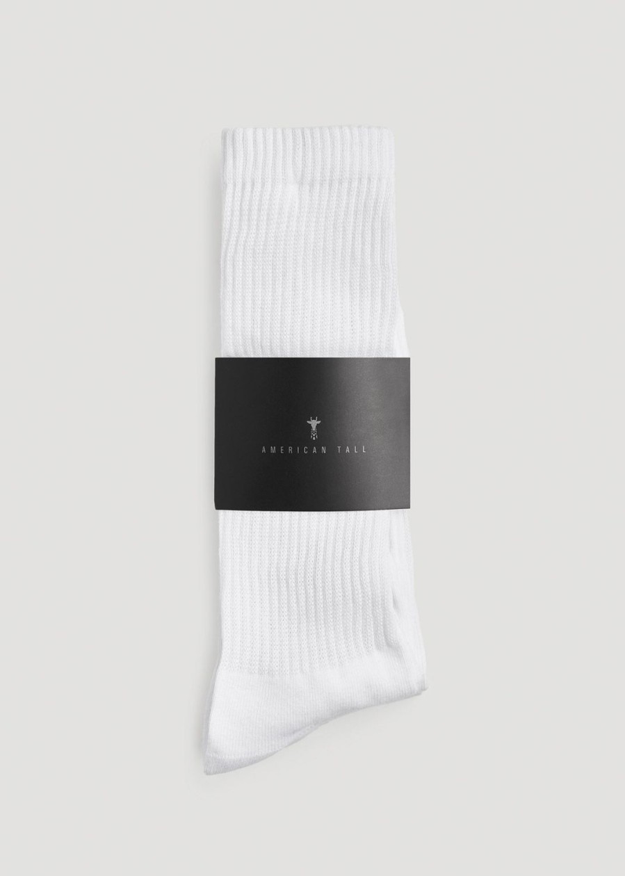 Men American Tall Socks | Men'S Athletic Crew Socks (X-Large Size: 13-15) | White 3 Pack