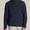 Men American Tall Hoodies + Sweatshirts | Polar Fleece 3-Snap Pullover Sweatshirt For Tall Men In Regal Blue