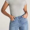 Women American Tall Tees, Tanks + Bodysuits | Women'S Slim-Fit Crewneck Cap Sleeve Tall Tee In Silver