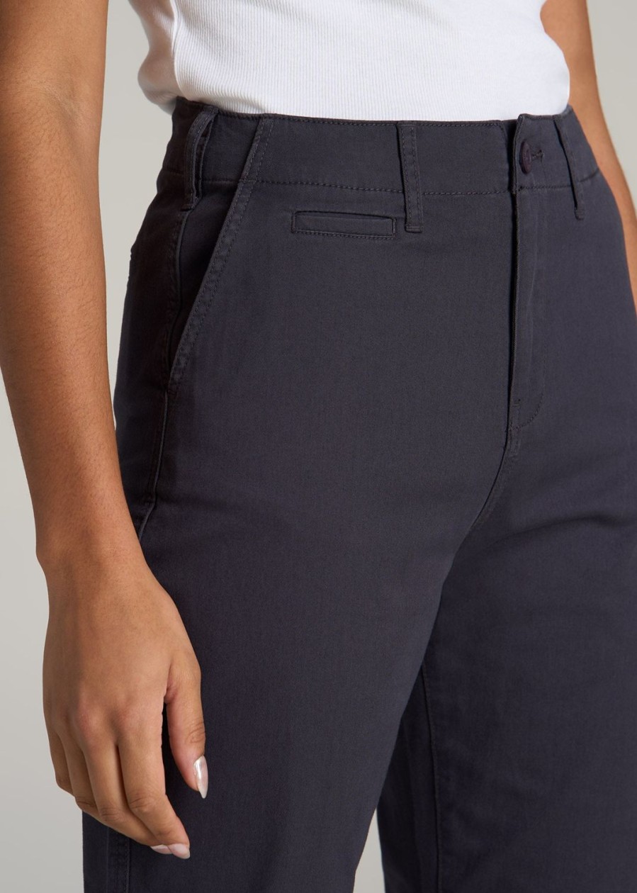 Women American Tall Pants + Trousers | High Rise Tapered Chino Pants For Tall Women In Charcoal Rinse