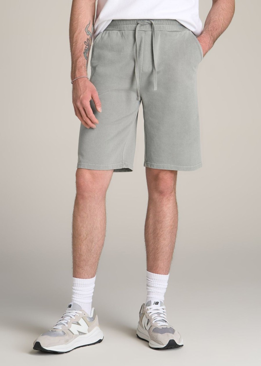 Men American Tall Shorts | Wearever Garment-Dyed French Terry Sweat Shorts For Tall Men In Silvermist