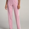 Women American Tall Pants + Trousers | Pull On Tuxedo Stripe Pants For Tall Women In Pink Peony And White Alyssum