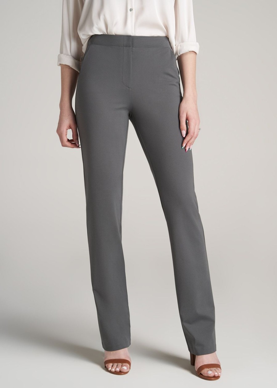 Women American Tall Pants + Trousers | Slim Straight Leg Dress Pants For Tall Women In Slate