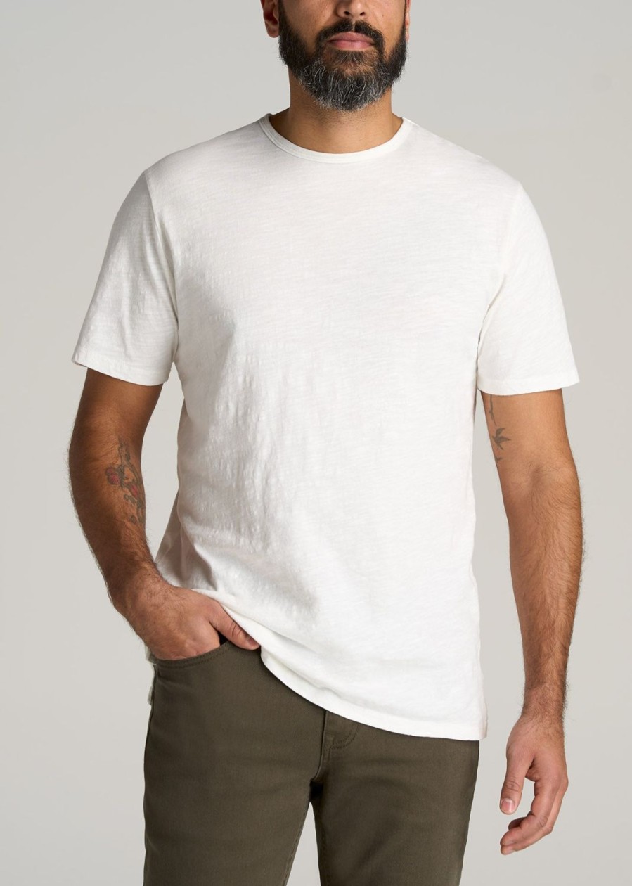 Men American Tall Tees + Tanks | Regular-Fit Slub Tee In White - Tall Men'S Shirts Ecru