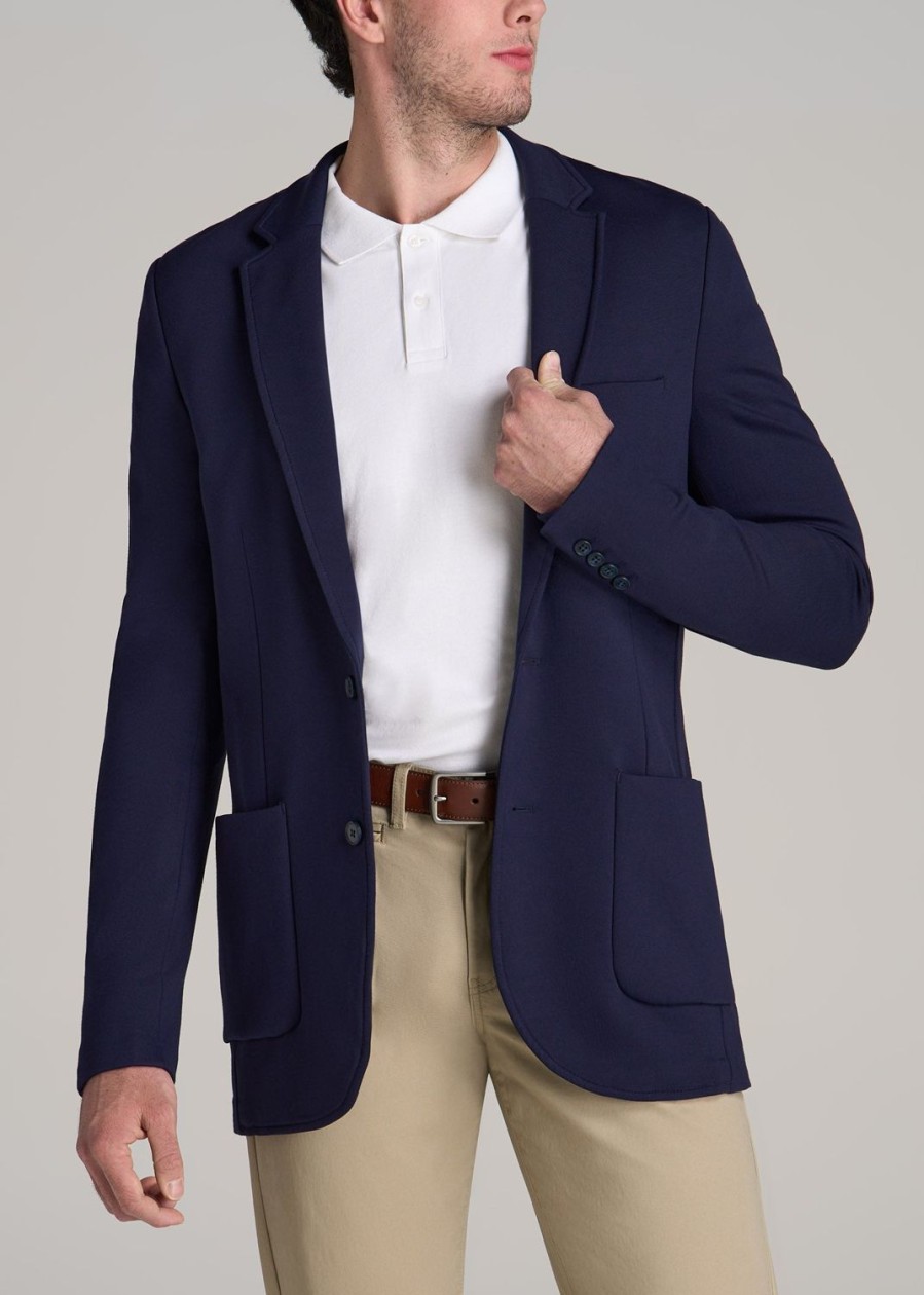 Men American Tall Jackets + Coats | Knit Blazer For Tall Men In Patriot Blue