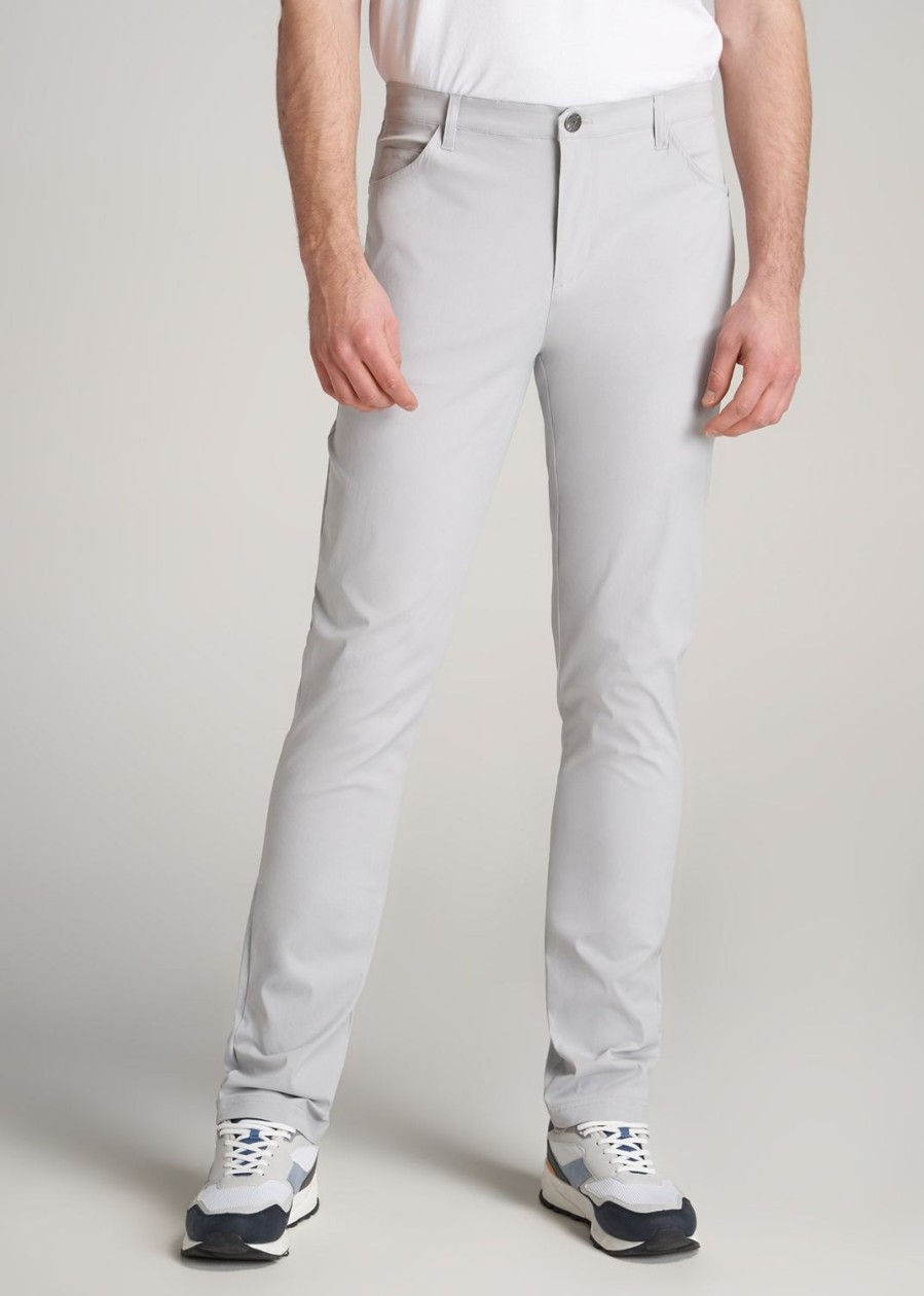 Men American Tall Pants + Chinos | Tapered-Fit Traveler Pants For Tall Men In Light Grey