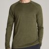 Men American Tall Long Sleeve Tees + Thermals | A.T. Performance Modern-Fit Raglan Shirt For Tall Men In Olive Mix