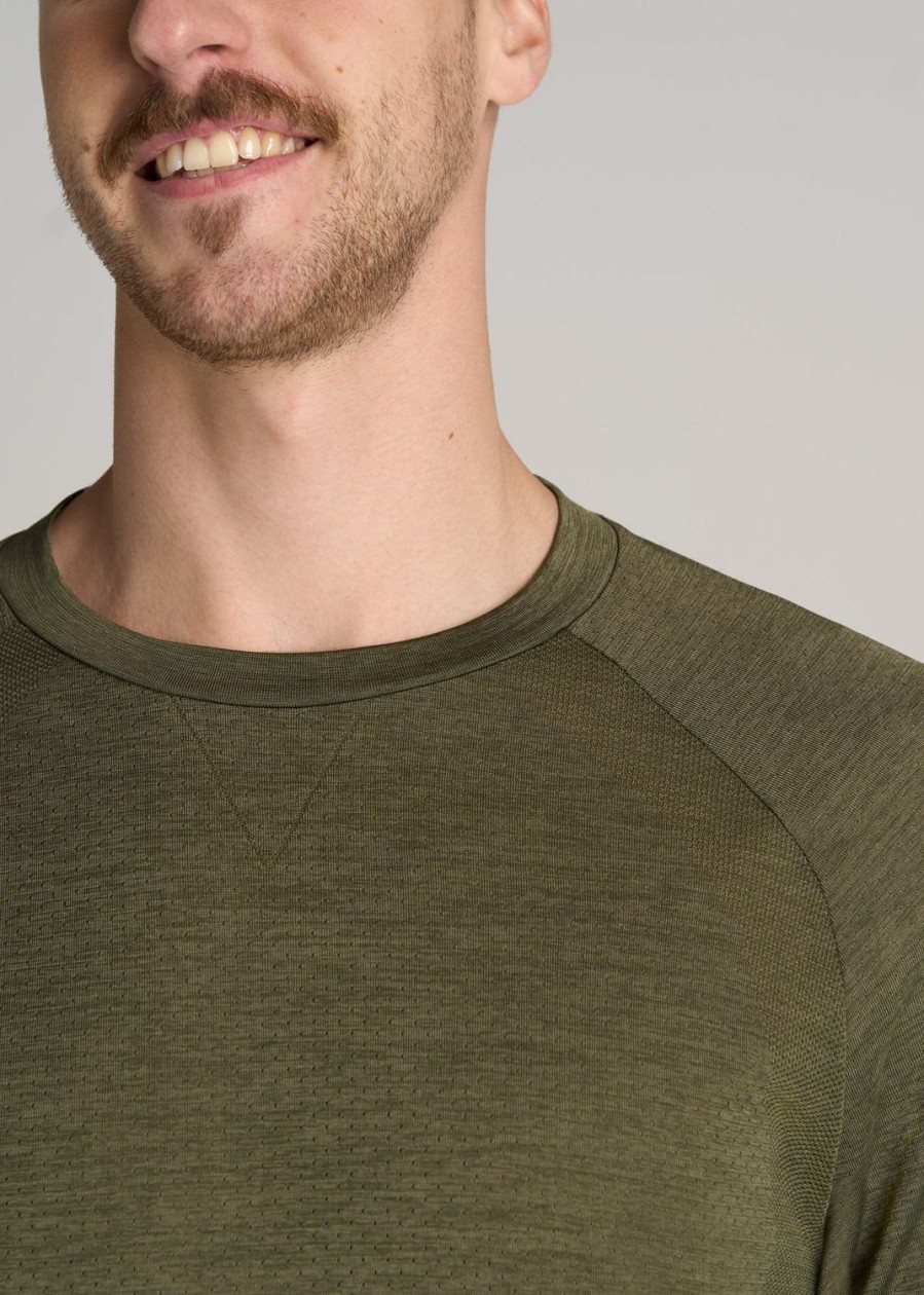 Men American Tall Long Sleeve Tees + Thermals | A.T. Performance Modern-Fit Raglan Shirt For Tall Men In Olive Mix