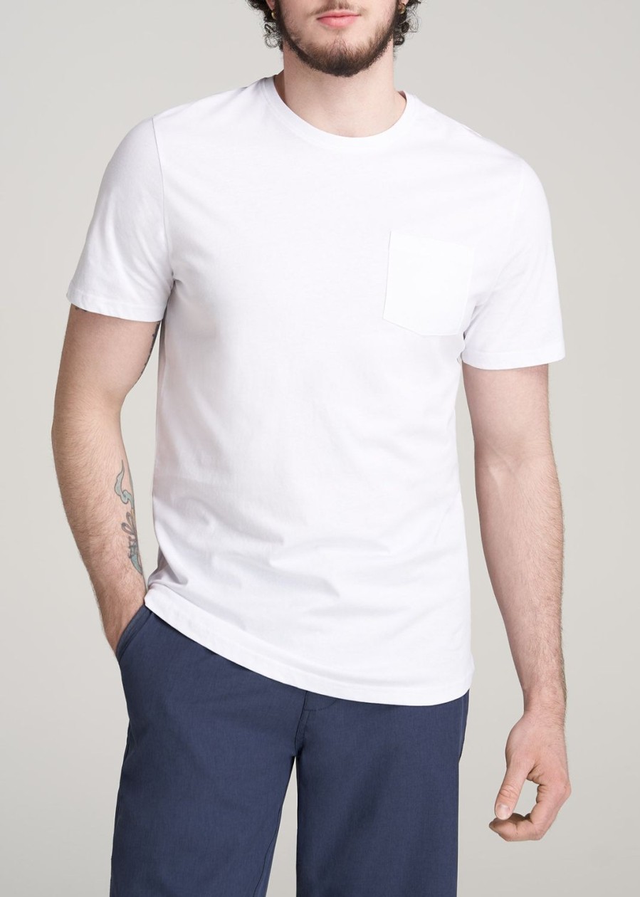 Men American Tall Tees + Tanks | Everyday Pocket Regular Fit T-Shirt For Tall Men In White