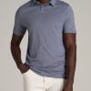 Men American Tall Polos | Slub Self Collar Tall Polo Shirt In Skyline Grey