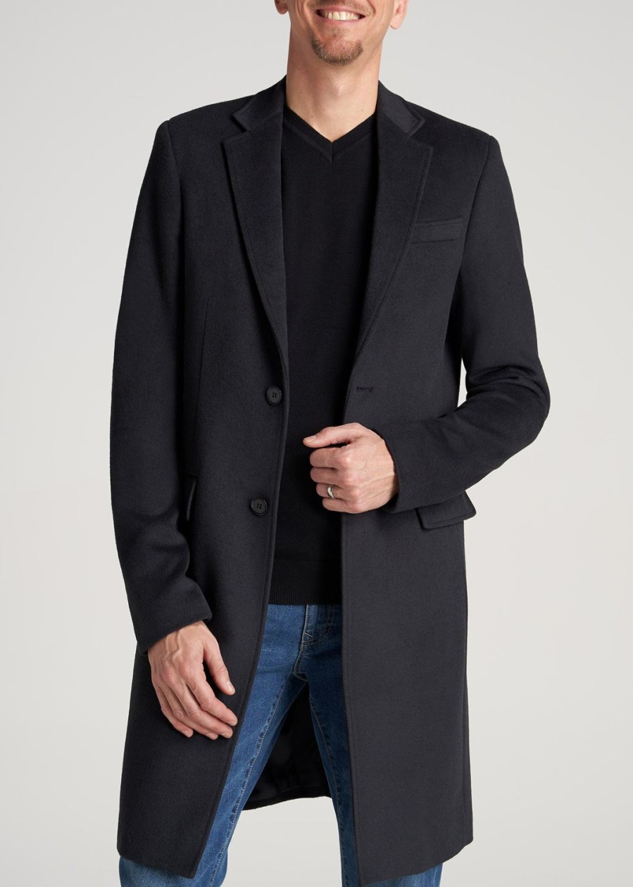 Men American Tall Jackets + Coats | Wool Coat For Tall Men In Charcoal Mix