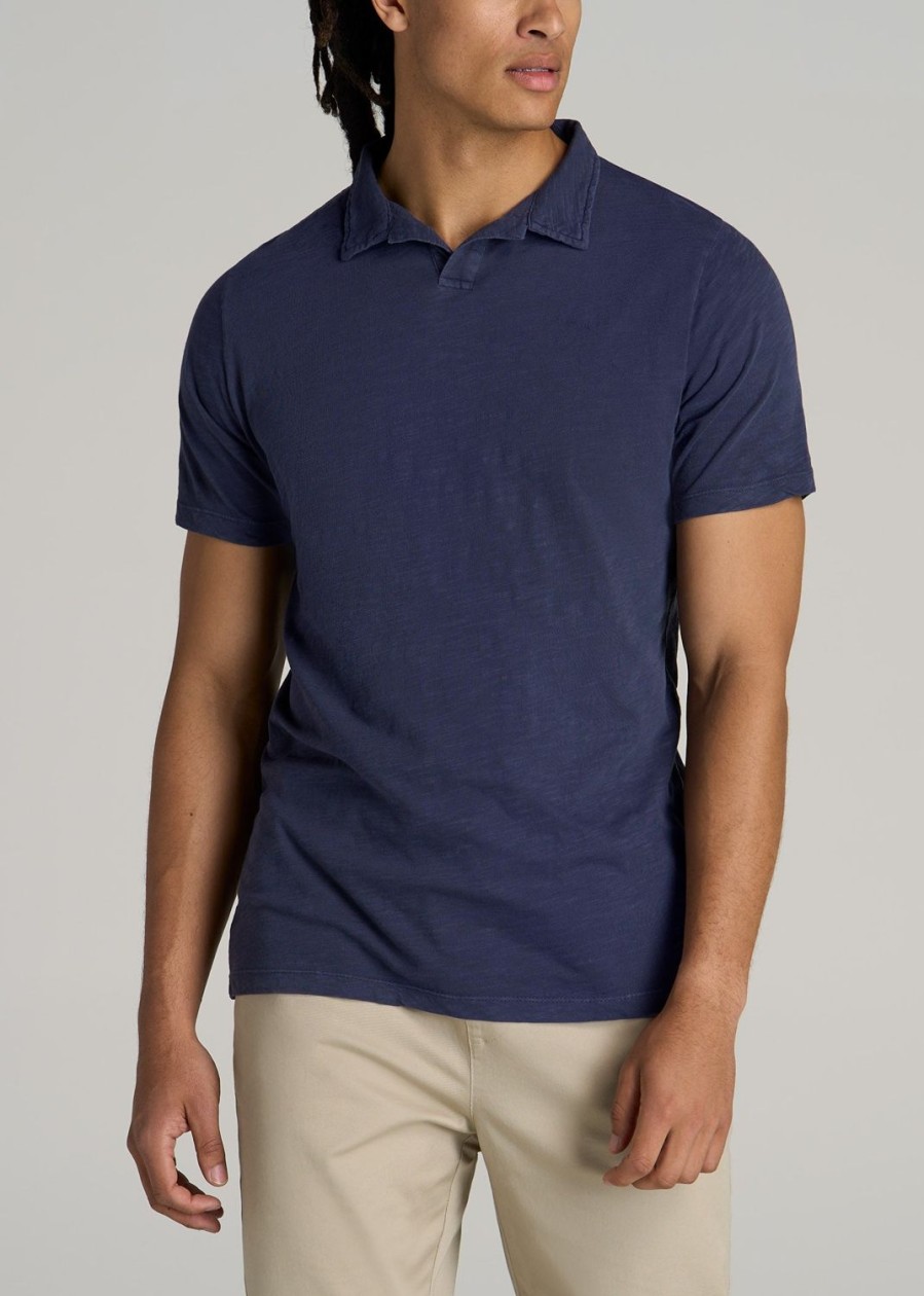 Men American Tall Polos | Slub Men'S Tall Polo Shirt In Navy