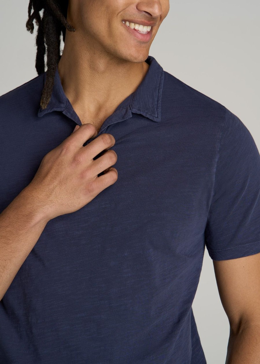 Men American Tall Polos | Slub Men'S Tall Polo Shirt In Navy