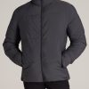 Men American Tall Jackets + Coats | Stand Collar Puffer Coat Jacket For Tall Men In Iron Grey