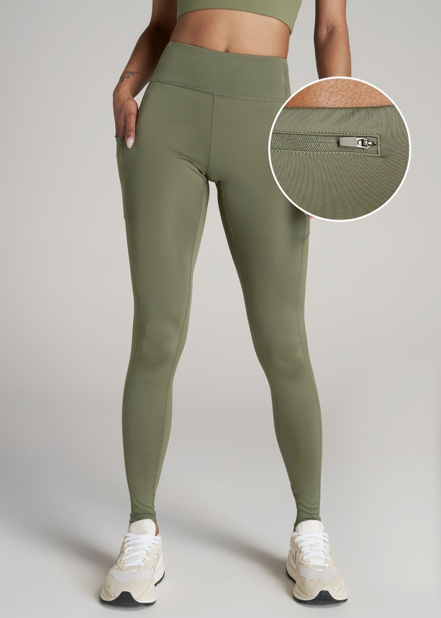 Women American Tall Athletic Pants | Women'S Active Tall Leggings With Pockets In Olive