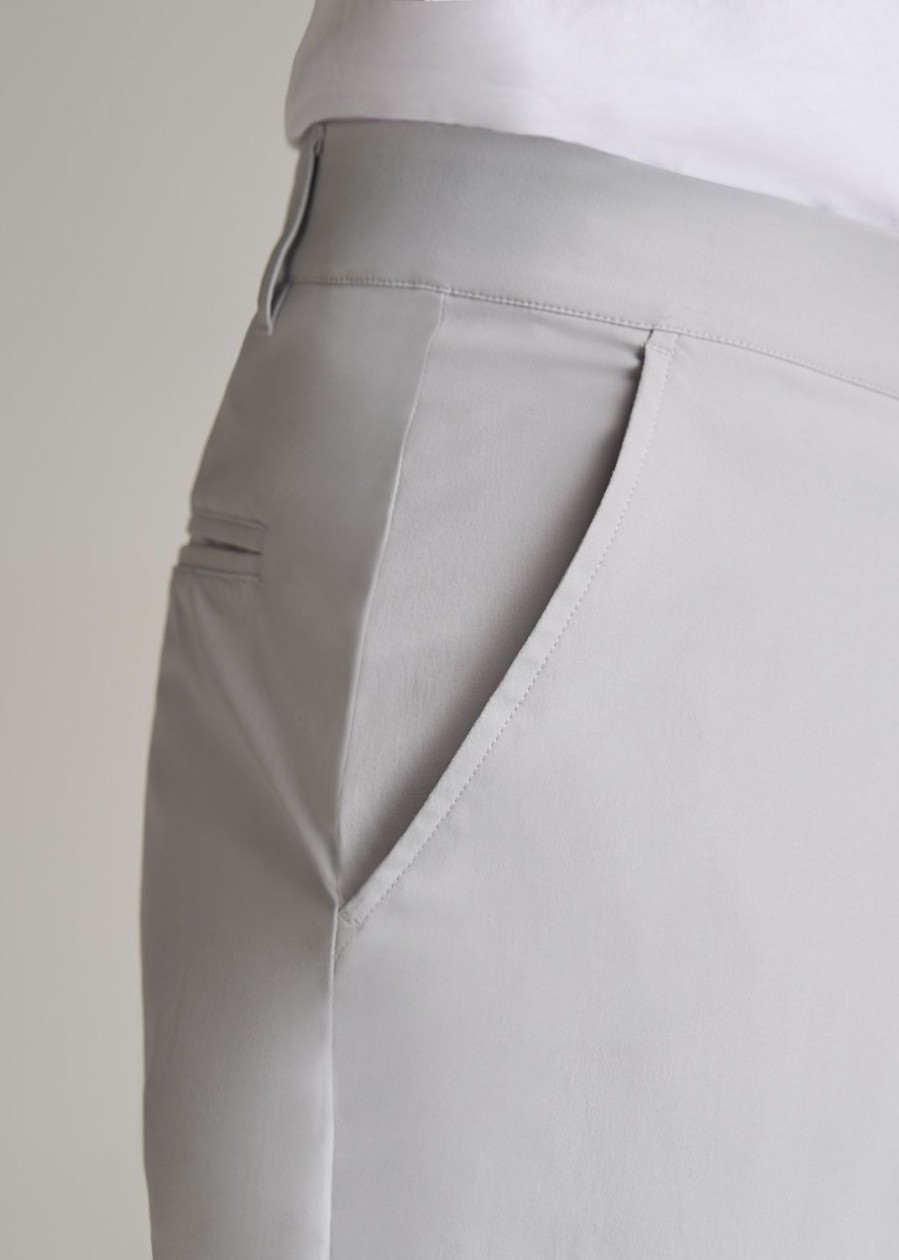 Men American Tall Pants + Chinos | Tapered Fit Traveler Chino Pants For Tall Men In Light Grey