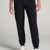 Men American Tall Athletic Pants | Utility Cargo Joggers For Tall Men In Black