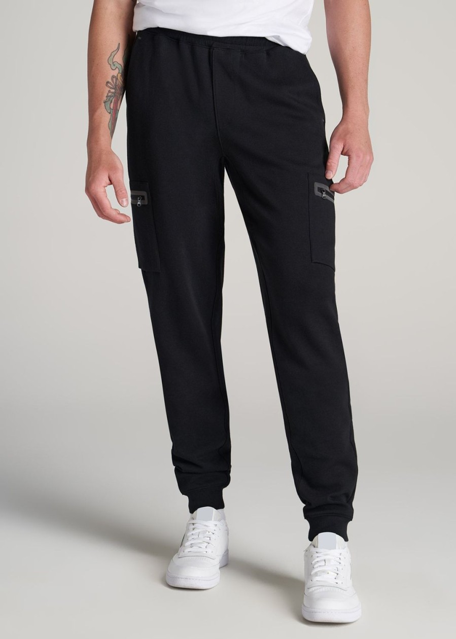 Men American Tall Athletic Pants | Utility Cargo Joggers For Tall Men In Black