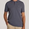 Men American Tall Polos | Men'S Tall Classic Polo With Embroidered Logo In Grey Blue